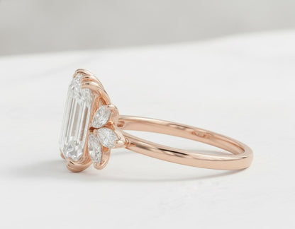 1.5 Ct Emerald Lab Diamond Engagement Ring