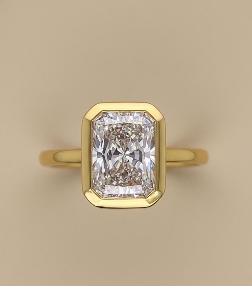 2 Karat IGI-zertifizierter Radiant Solitär Verlobungsring aus Labor-Diamant Radiant cut Moissanite engagement ring in 935 Argentium Silber — custom handcrafted by Forever For Love
