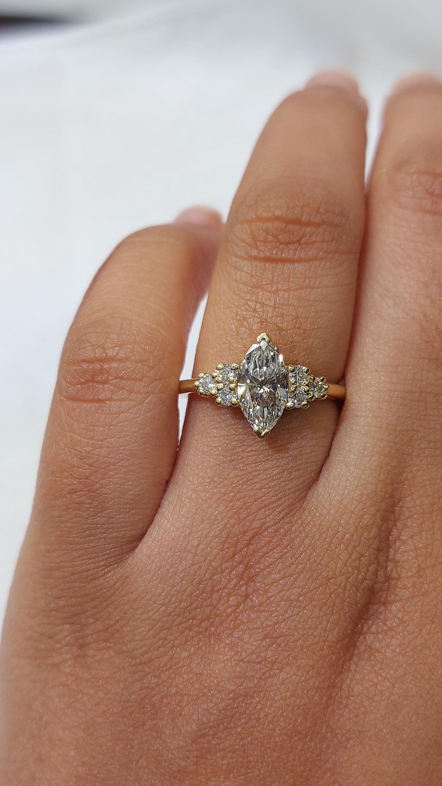 Marquise-Verlobungsring mit Labor-Diamant Marquise cut Moissanite engagement ring in Gold or Platinum — custom handcrafted by Forever For Love
