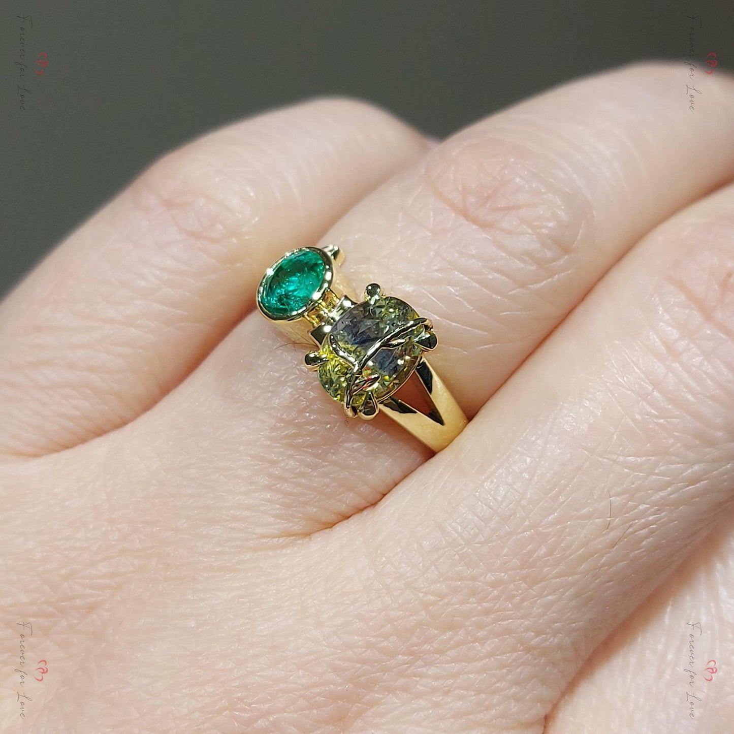 Bicolor Sapphire and Emerald cut Toi Moi Yellow gold Engagement ring, Oval Cut vine Promise Ring, Anniversary Ring, 2Ct Oval Sapphire Ring Oval cut 1Ct Natural Sapphire engagement ring in 935 Argentium Silver — custom handcrafted by Forever For Love