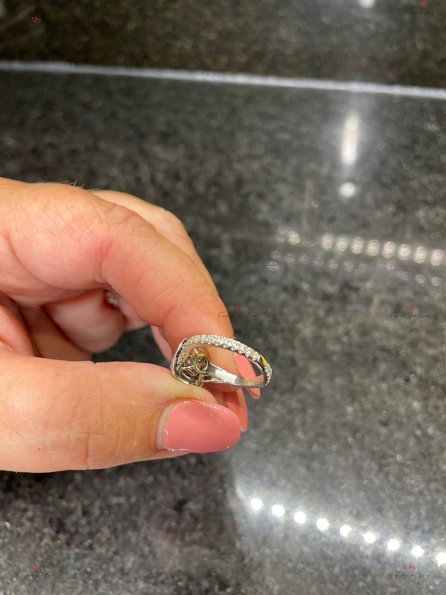 0.5 Ct IGI Certified Cushion Pink Diamond, Sapphire Engagement Ring Cushion cut 1Ct Natural Sapphire engagement ring in 935 Argentium Silver — custom handcrafted by Forever For Love