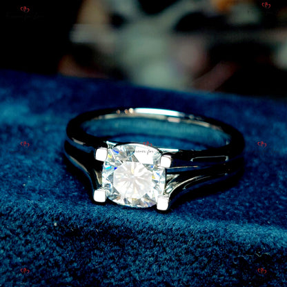 Cushion Moissanite Halo Engagement Ring