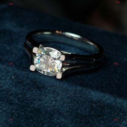 Cushion Moissanite Halo Engagement Ring