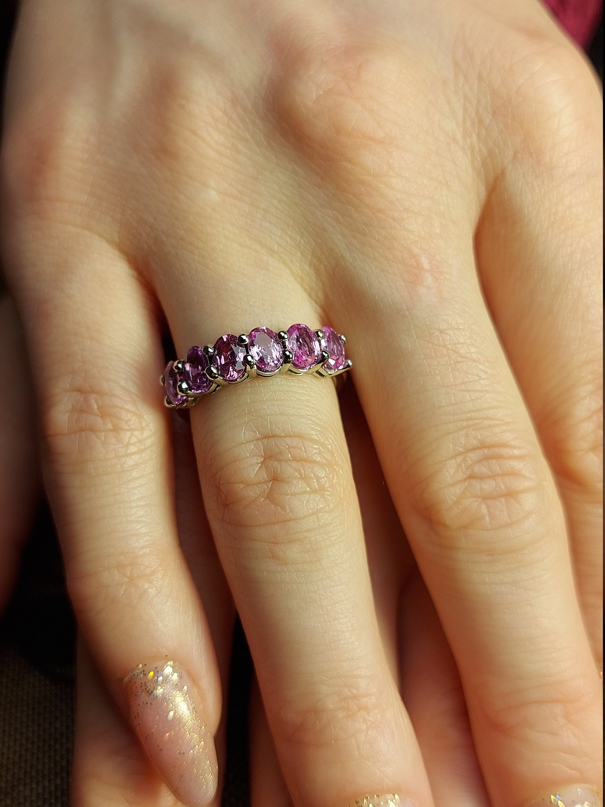 Oval Pink Sapphire Eternity Band