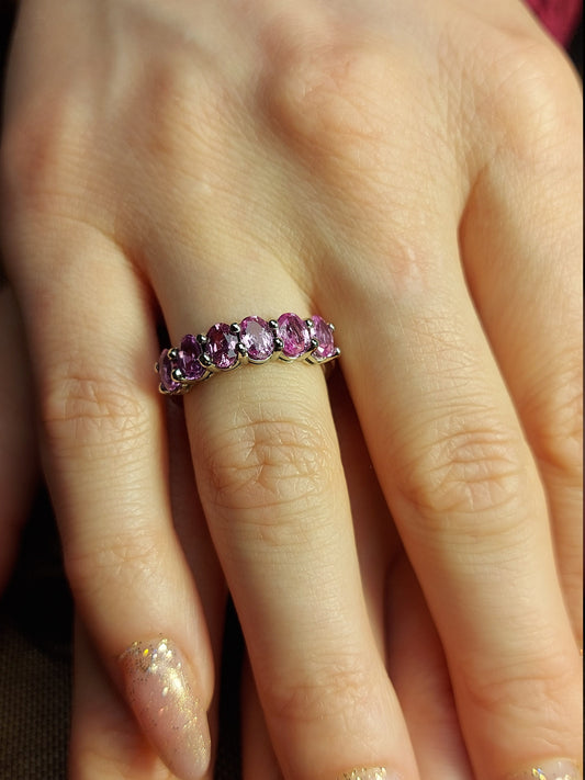 Oval Pink Sapphire Eternity Band