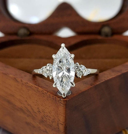 1.5 Ct IGI Certified Marquise Lab Diamond Engagement Ring