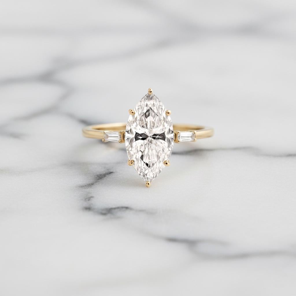 3.5 Ct IGI Certified Baguette Lab Diamond Engagement Ring