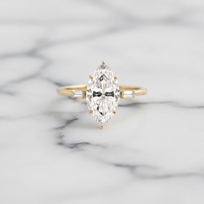 3.5 Ct IGI Certified Baguette Lab Diamond Engagement Ring