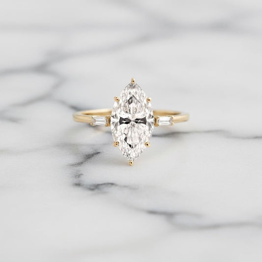 3.5 Ct IGI Certified Baguette Lab Diamond Engagement Ring