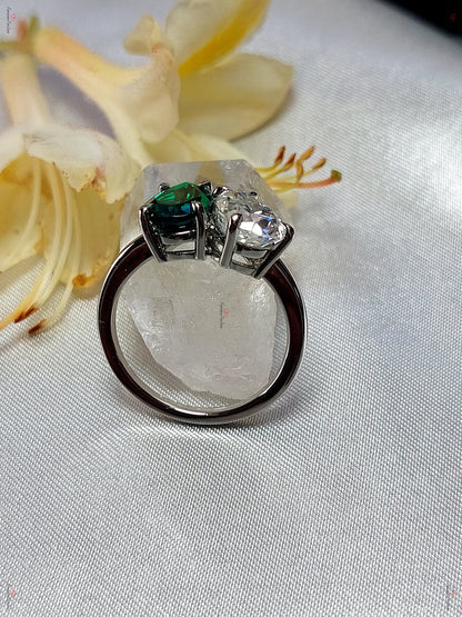 Pear Diamond, Emerald Engagement Ring