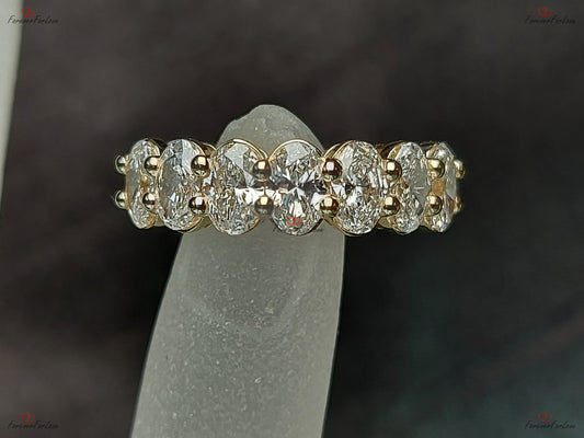 Oval Lab Diamond Half Eternity Band