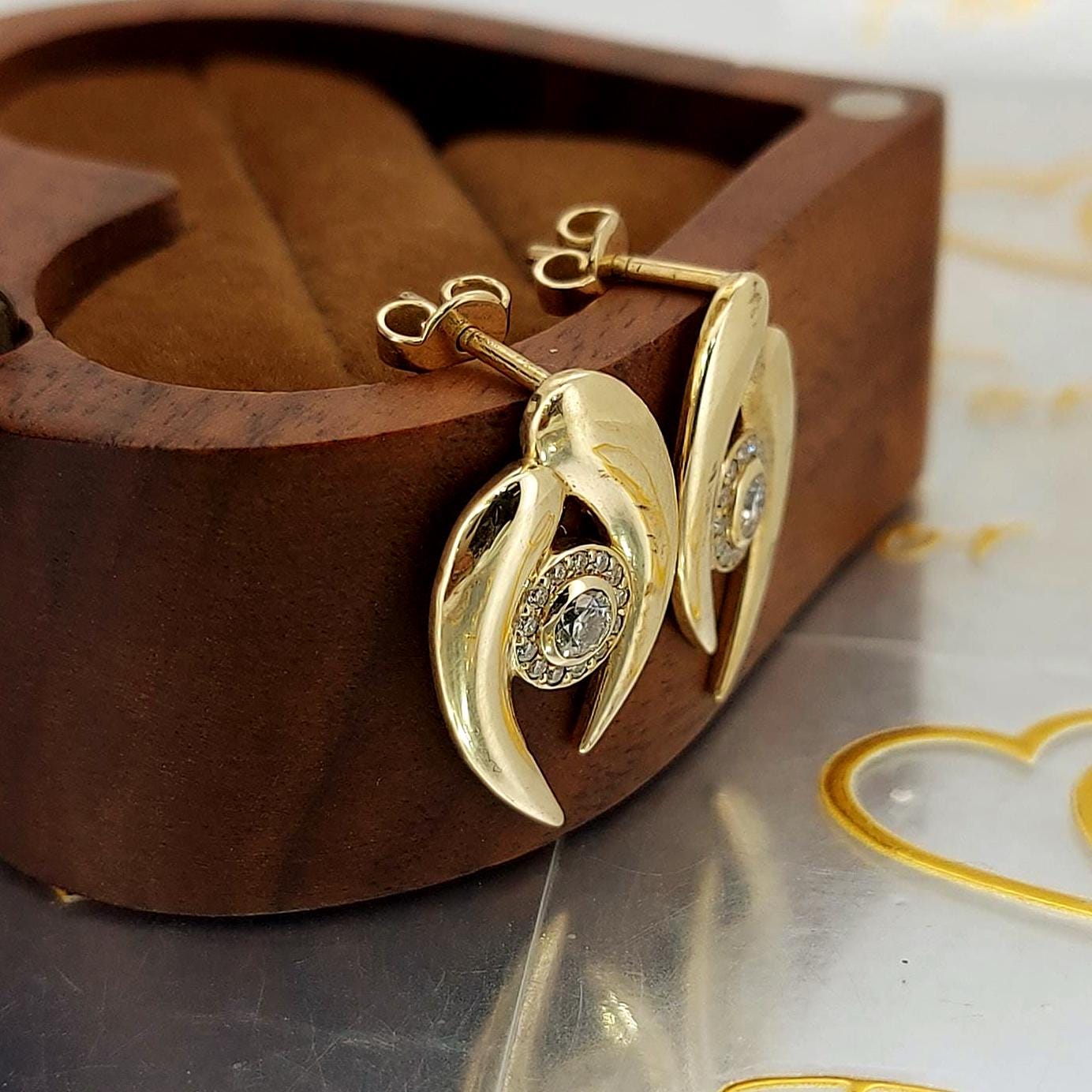 14k Gold Round cut Diamond Earrings , Lab Diamond Studs, Lab Grown Diamond, Solid Gold Studs, Unique design Earrings, Perfect Gift Moissanite engagement ring in Gold or Platinum — custom handcrafted by Forever For Love