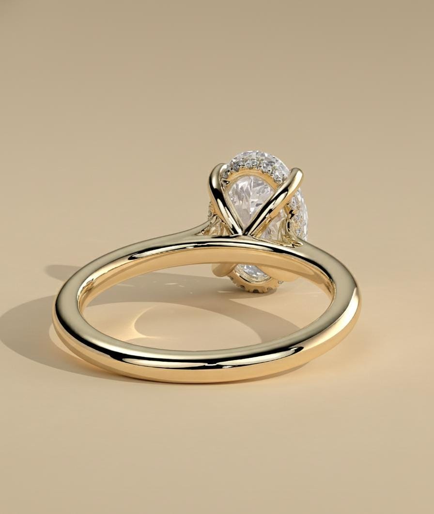 3.5 Ct Oval Moissanite Crushed Ice Hidden Halo Ring Oval cut 1Ct Moissanite Brilliant Cut engagement ring in 935 Argentium Silver — custom handcrafted by Forever For Love