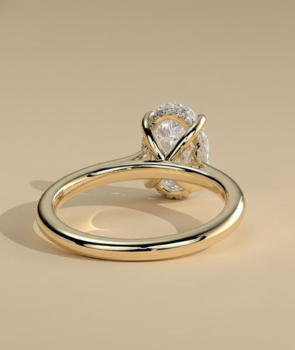 3.5 Ct Oval Moissanite Hidden Halo Engagement Ring