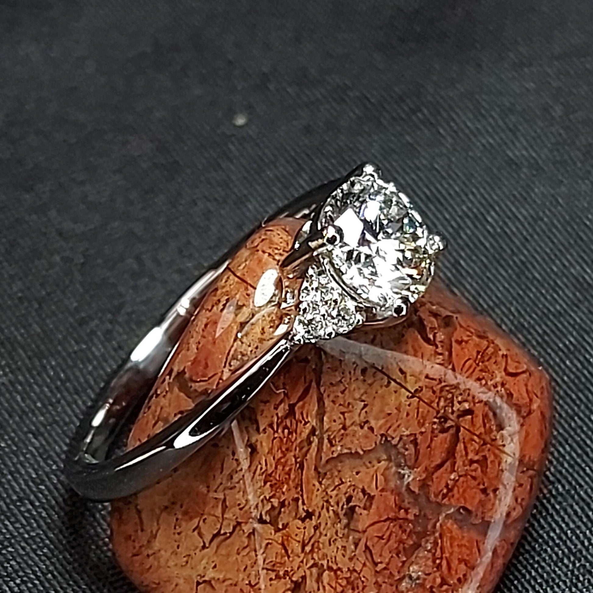 1.10 Ct IGI Certified Round Lab Diamond Three Stone Engagement Ring