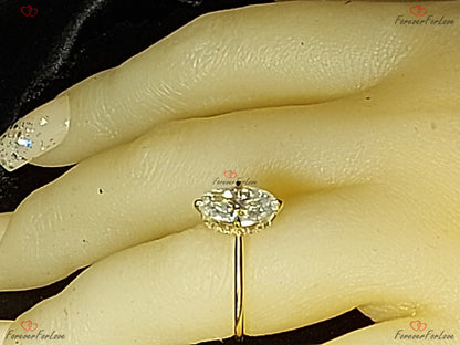 Oval Diamond, Moissanite Hidden Halo Engagement Ring