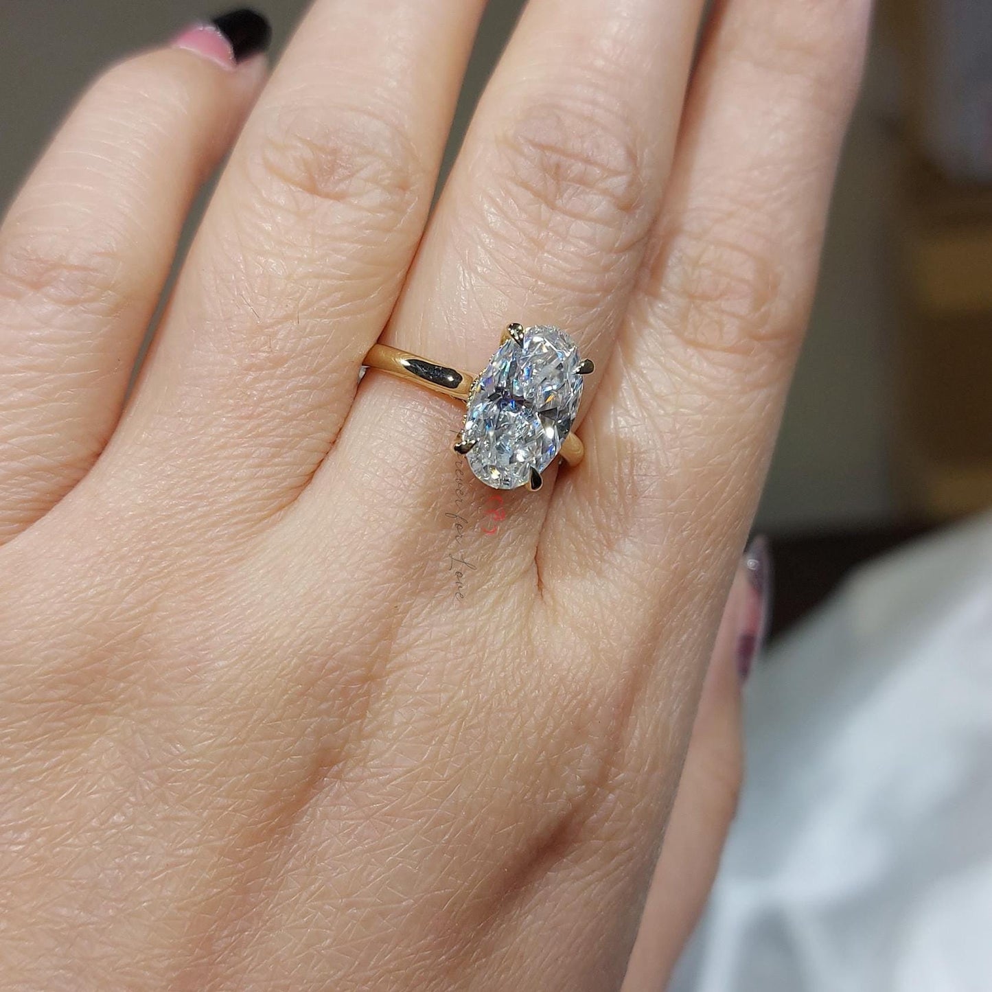 5 Ct Oval Diamond, Moissanite Halo Engagement Ring Oval cut 1Ct Moissanite Brilliant Cut engagement ring in 935 Argentium Silver — custom handcrafted by Forever For Love