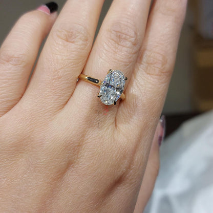 5 Ct Oval Diamond, Moissanite Halo Engagement Ring