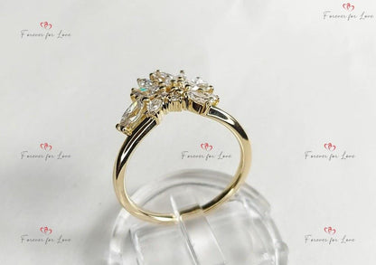Vintage moissanite wedding band unique engagement band marquise cut band stacking band matching band gold band anniversary band ring.