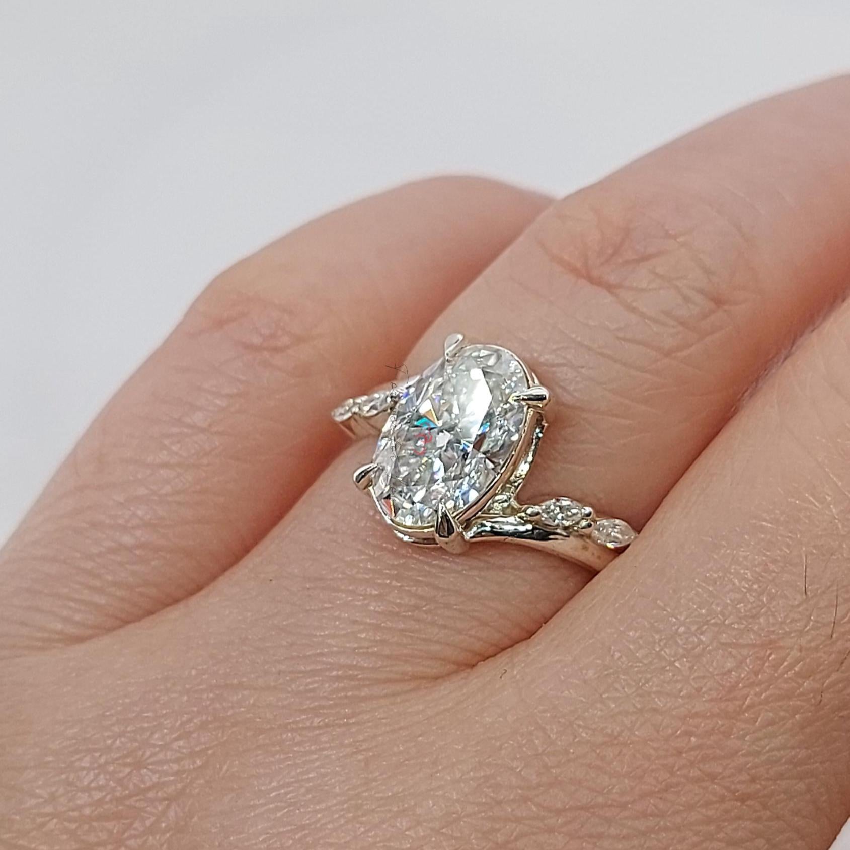 2 Ct IGI Certified Oval Lab Diamond Engagement Ring