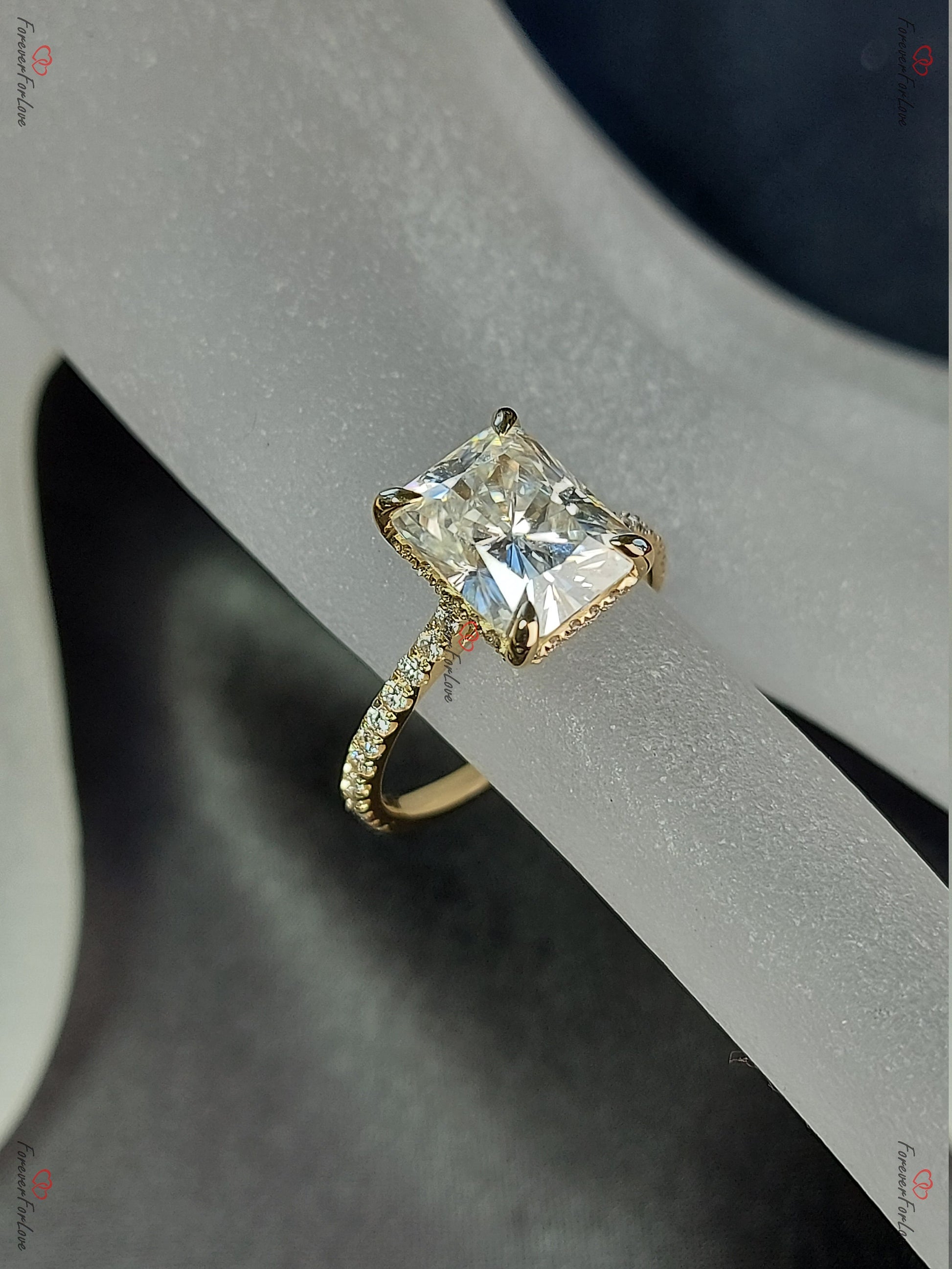 4 Ct Radiant Diamond, Moissanite Engagement Ring