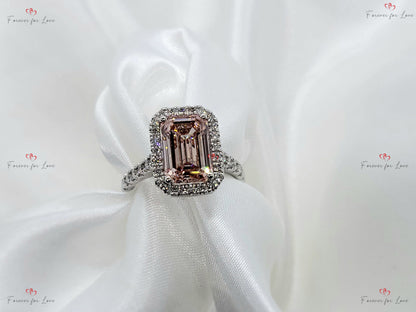 4 Ct IGI Certified Emerald Lab Diamond Halo Engagement Ring
