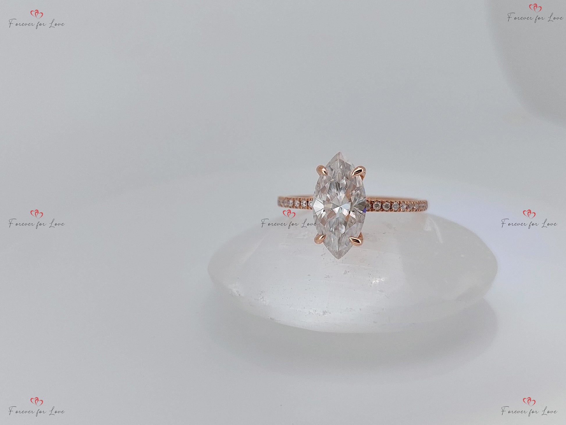 4 Ct Marquise Diamond, Moissanite Hidden Halo Engagement Ring