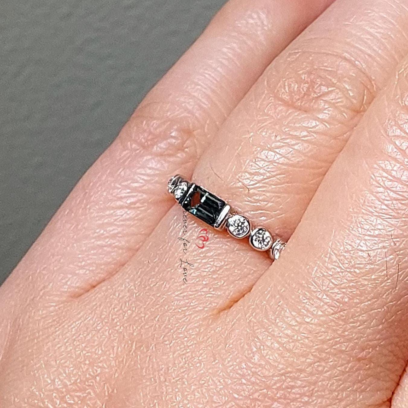 Baguette Blue Diamond, Sapphire Engagement Ring