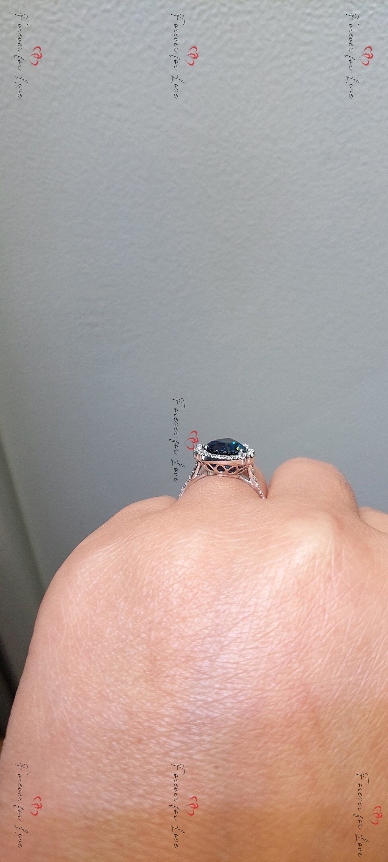 3.6 Ct Blue Diamond, Sapphire Engagement Ring