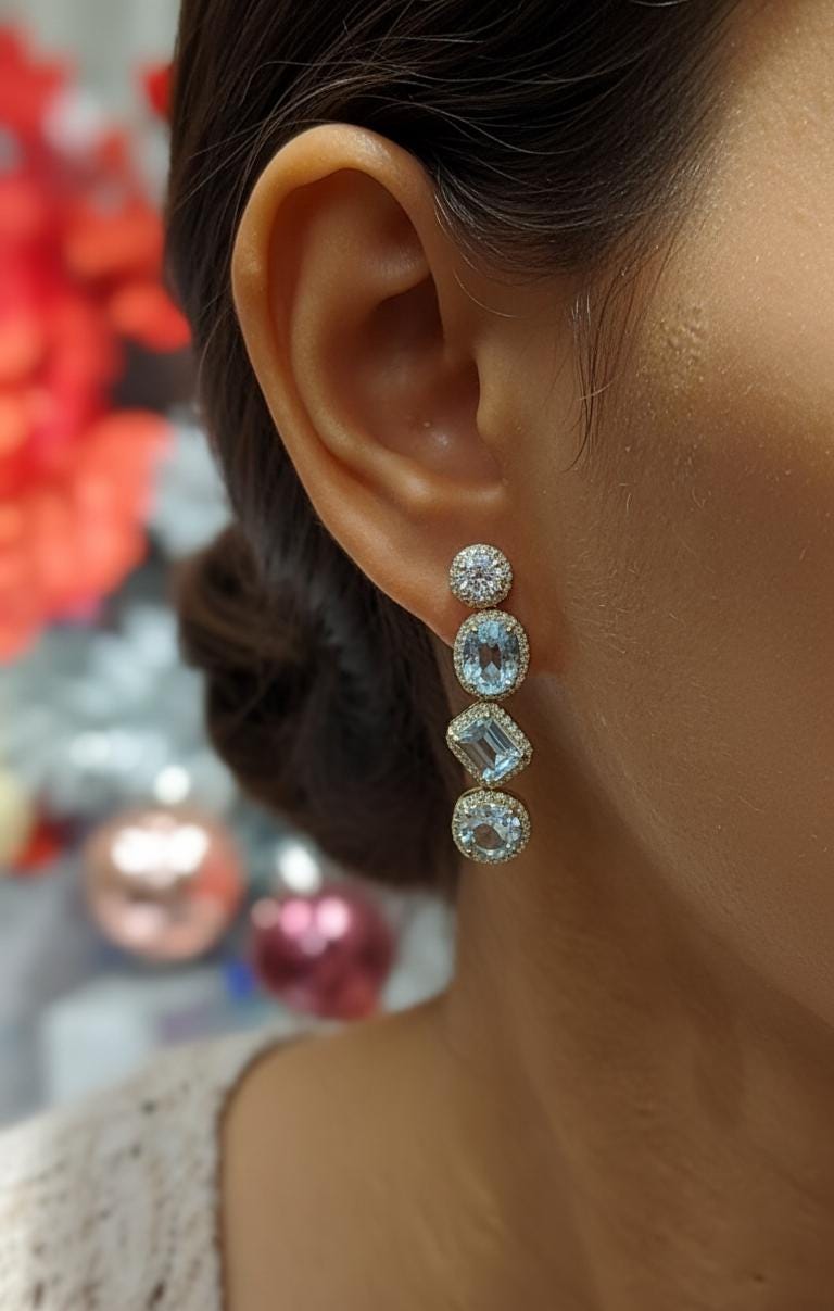 Aquamarin Ohrringe, Geburtsstein-Geschenk März, März Geburtsstein-Ohrringe, Brautjungfern Ohrringe, Geburtstagsgeschenk, Aquamarin Hängeohrringe. Moissanite engagement ring in Gold or Platinum — custom handcrafted by Forever For Love