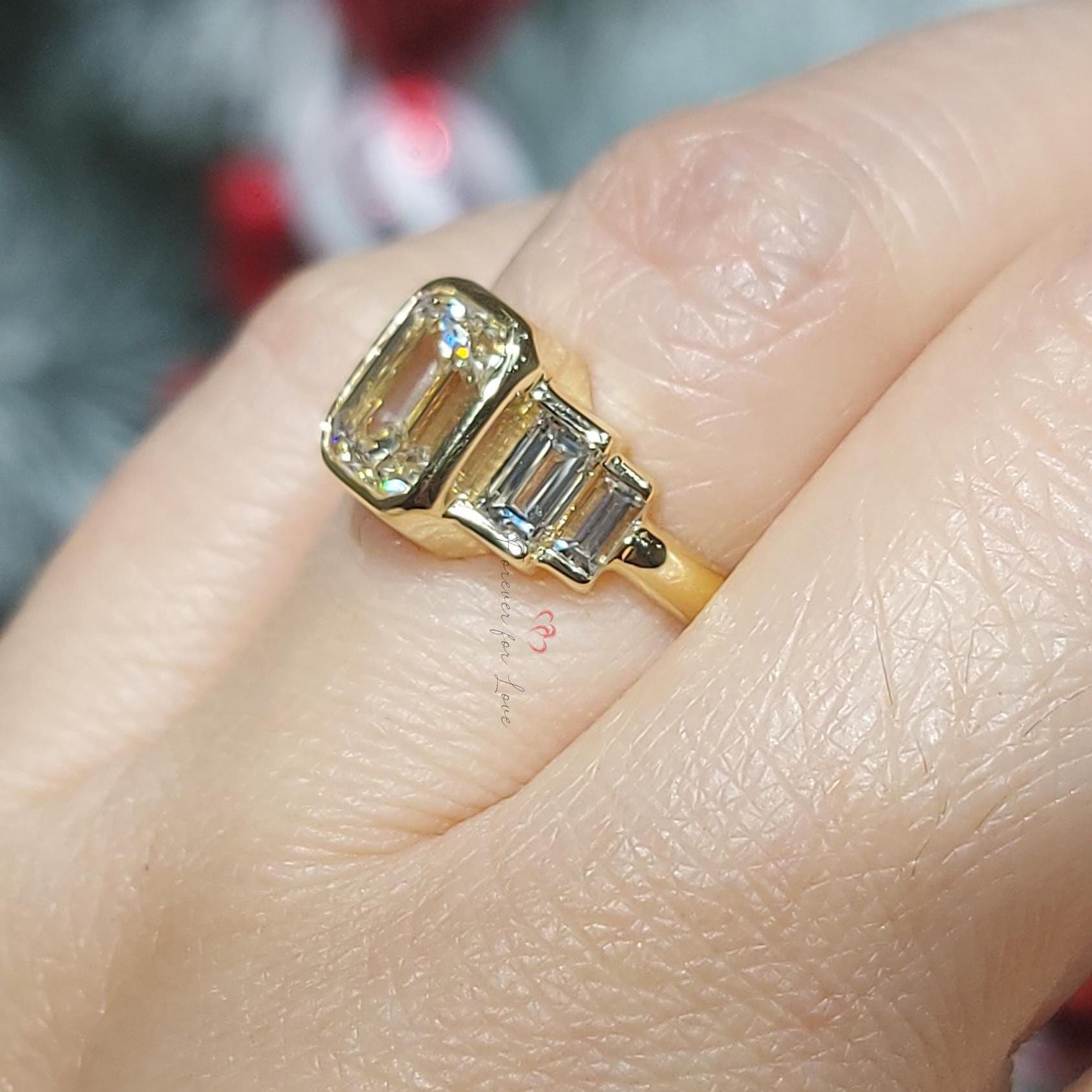Emerald Lab Diamond Engagement Ring