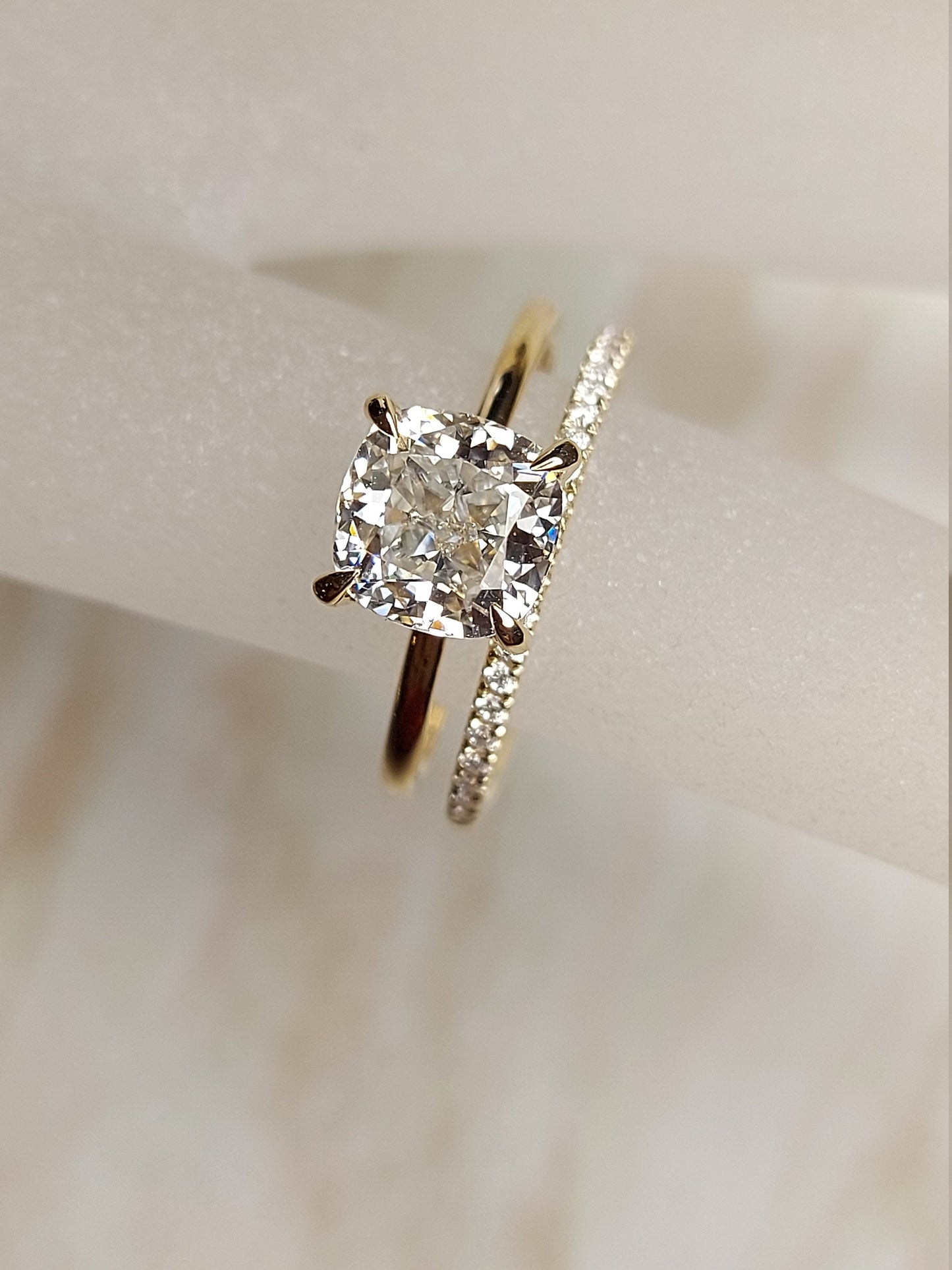 2 Ct Cushion Moissanite Eternity Band Cushion cut Moissanite Brilliant Cut engagement ring in 935 Argentium Silver — custom handcrafted by Forever For Love