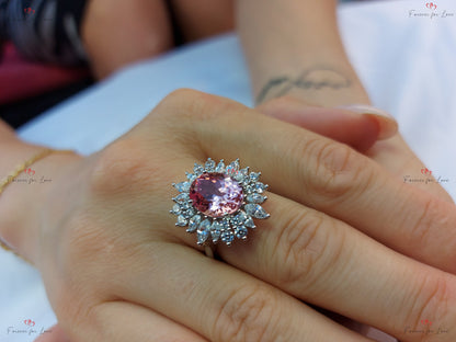 5 Ct Marquise Pink Sapphire Engagement Ring