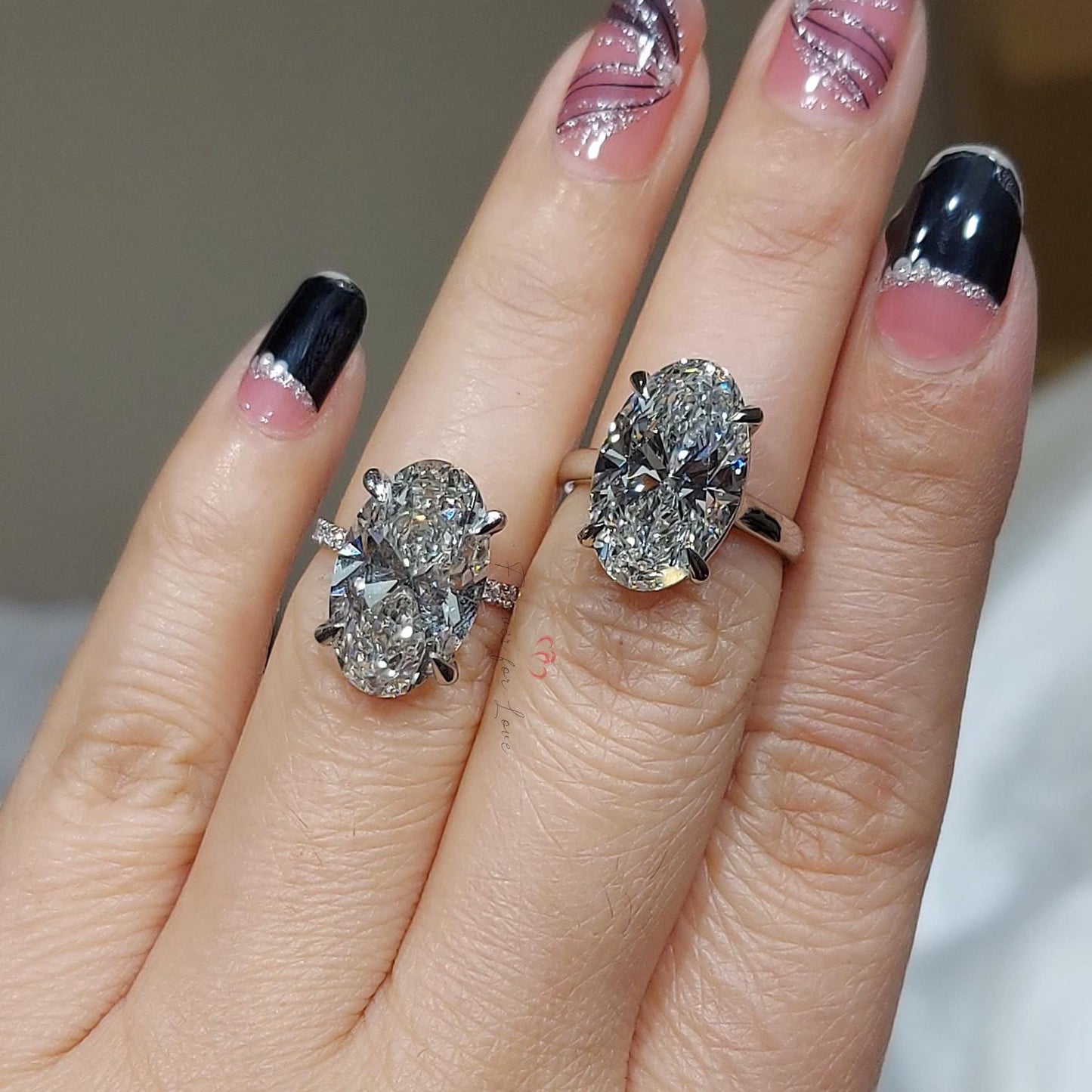 6 Ct Oval Lab Diamond Solitaire Engagement Ring Oval cut 1Ct Moissanite Brilliant Cut engagement ring in 935 Argentium Silver — custom handcrafted by Forever For Love
