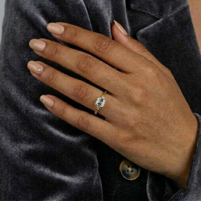 Asscher Lab Diamond Three Stone Engagement Ring