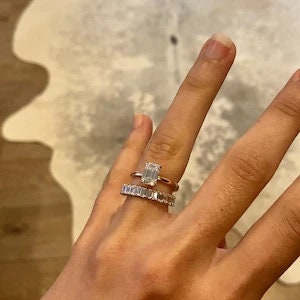 4 TCW Emerald cut Diamond wedding band Emerald cut Half eternity band Solid White gold wedding band bridal ring Stacking Promise ring.