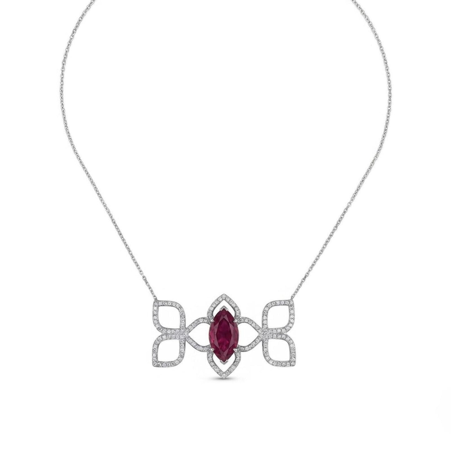 Collier 1 carat rubis taille marquise, collier halo diamant, collier pavé géométrique, bijoux diamant de laboratoire, collier délicat, cadeau parfait Moissanite engagement ring in Gold or Platinum — custom handcrafted by Forever For Love