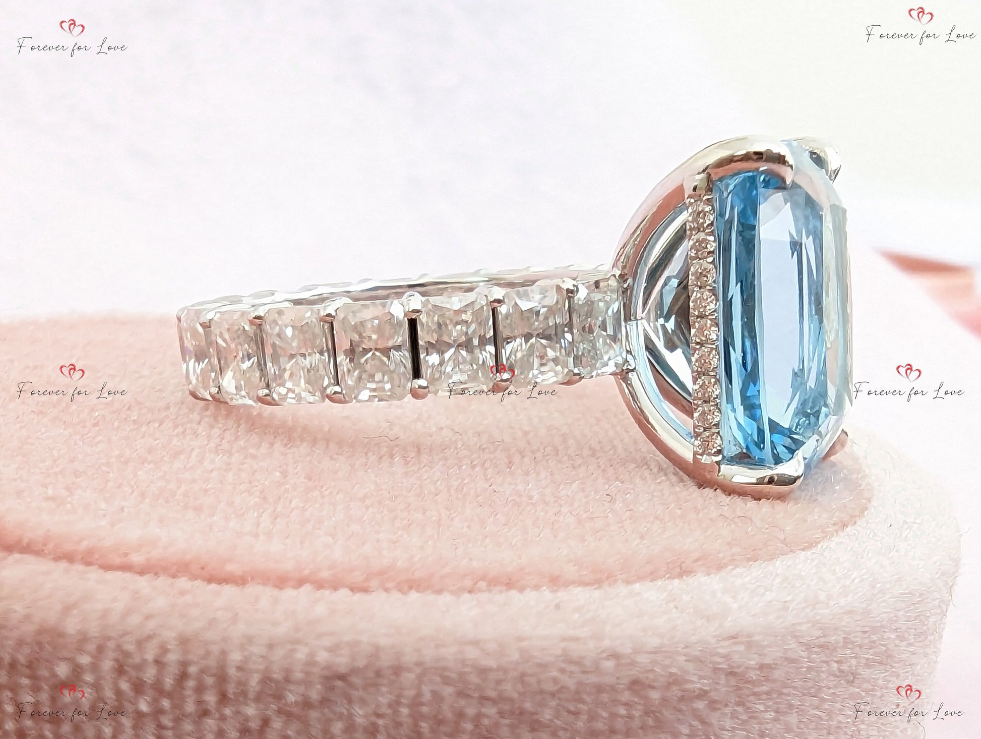 Radiant Diamond, Aquamarine Engagement Ring