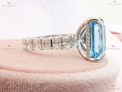 Radiant Diamond, Aquamarine Engagement Ring
