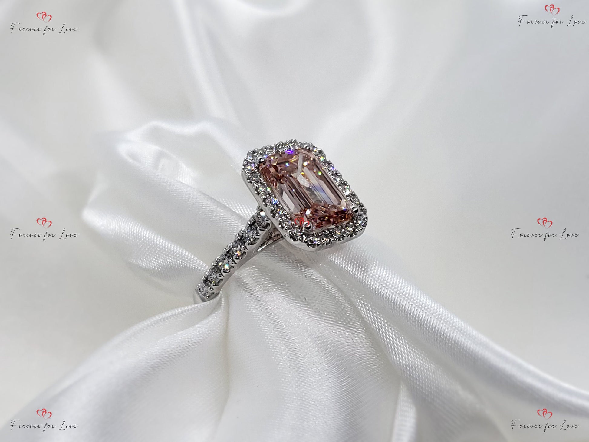 4 Ct IGI Certified Emerald Lab Diamond Halo Engagement Ring