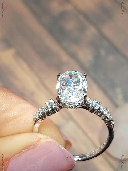 3 Ct Oval Diamond, Moissanite Engagement Ring