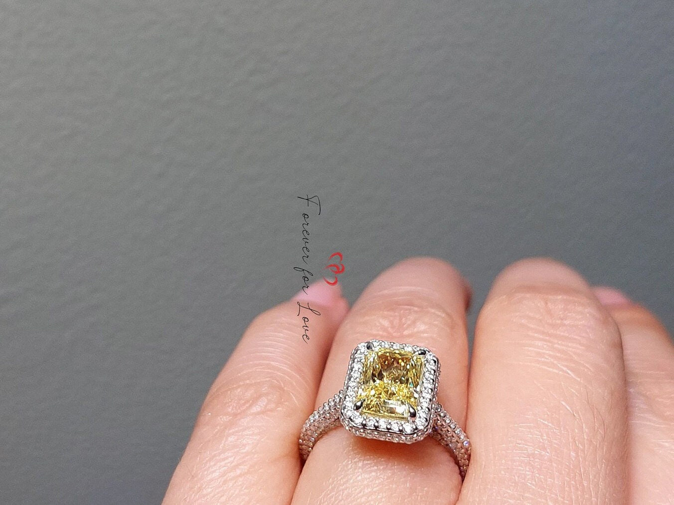 3 Ct IGI Certified Radiant Lab Diamond Halo Engagement Ring