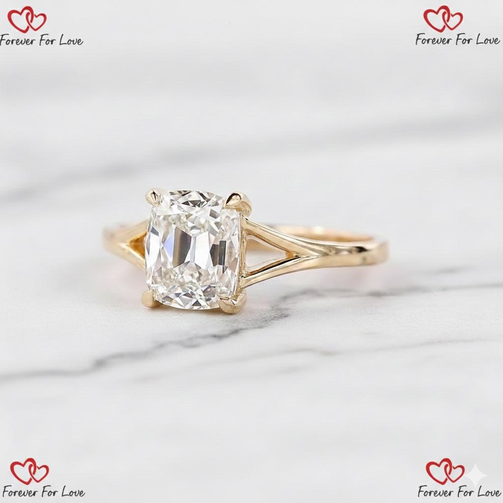Old Mine Lab Diamond Solitaire Engagement Ring
