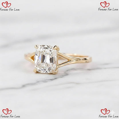 Old Mine Lab Diamond Solitaire Engagement Ring