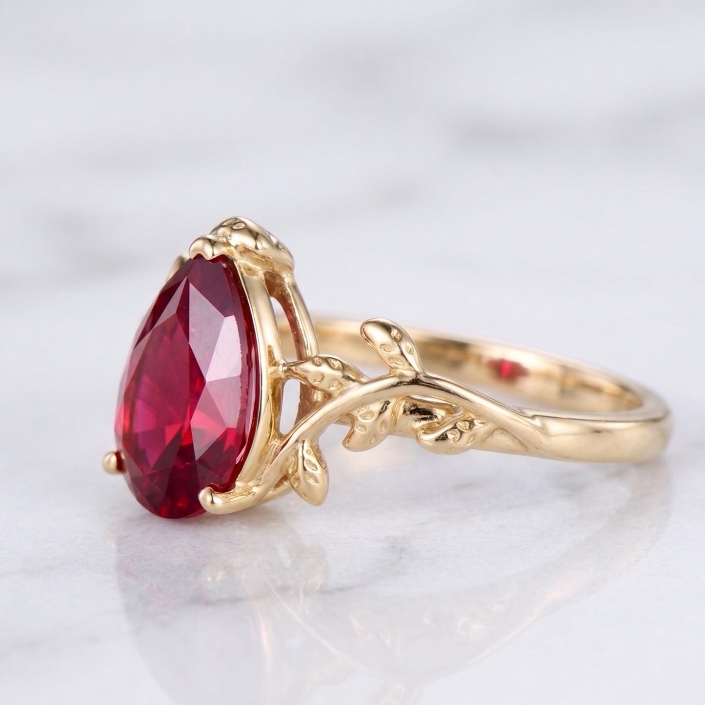 2 Ct Pear Ruby Engagement Ring Pear cut 1Ct Natural Ruby engagement ring in 935 Argentium Silver — custom handcrafted by Forever For Love