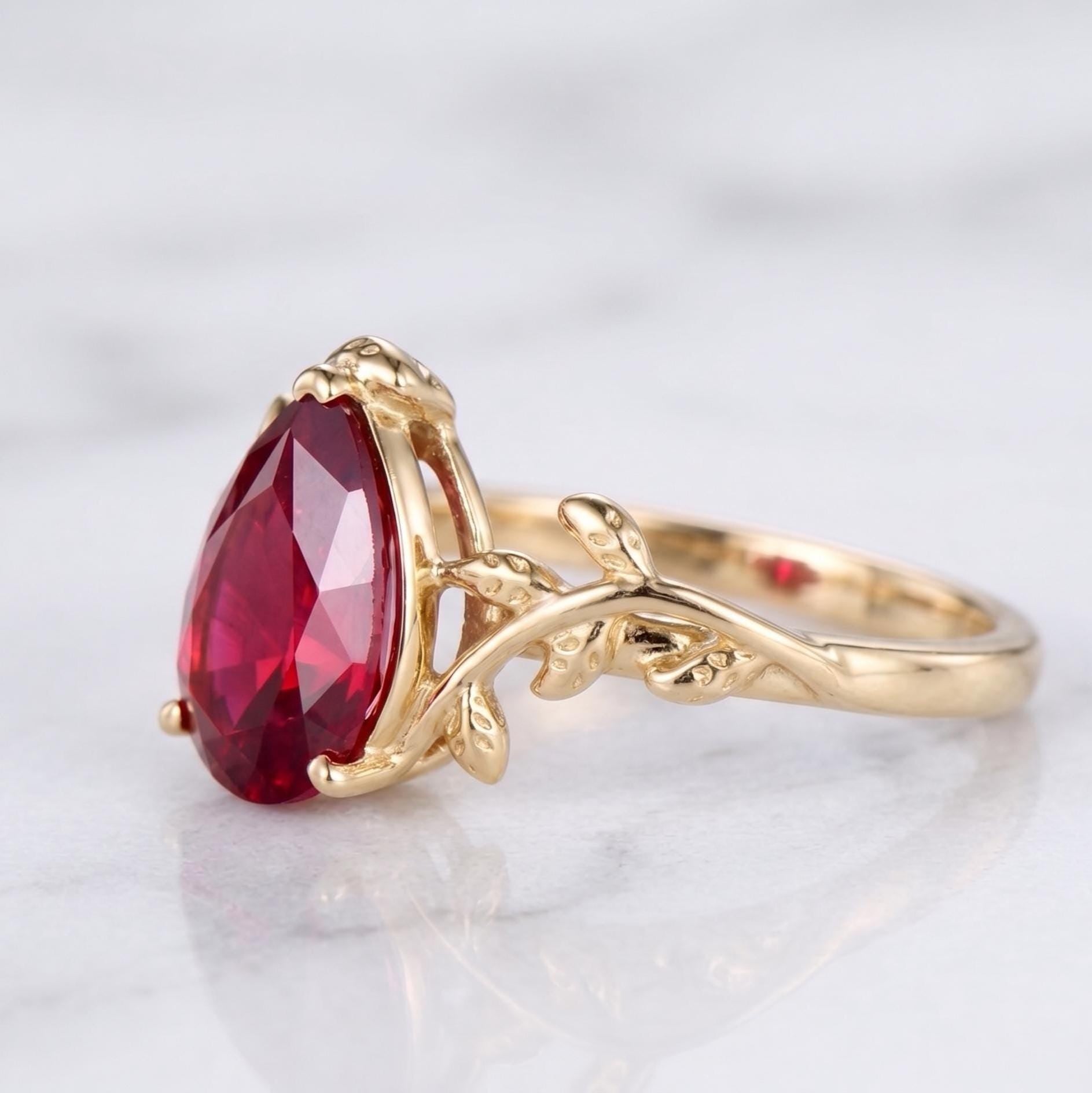 2 Ct Pear Ruby Engagement Ring