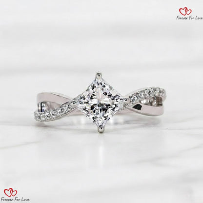 1.2 Ct IGI Certified Princess Lab Diamond Engagement Ring