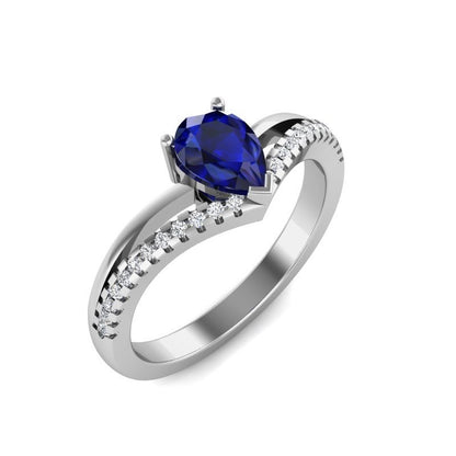 Pear Blue Diamond, Sapphire Engagement Ring