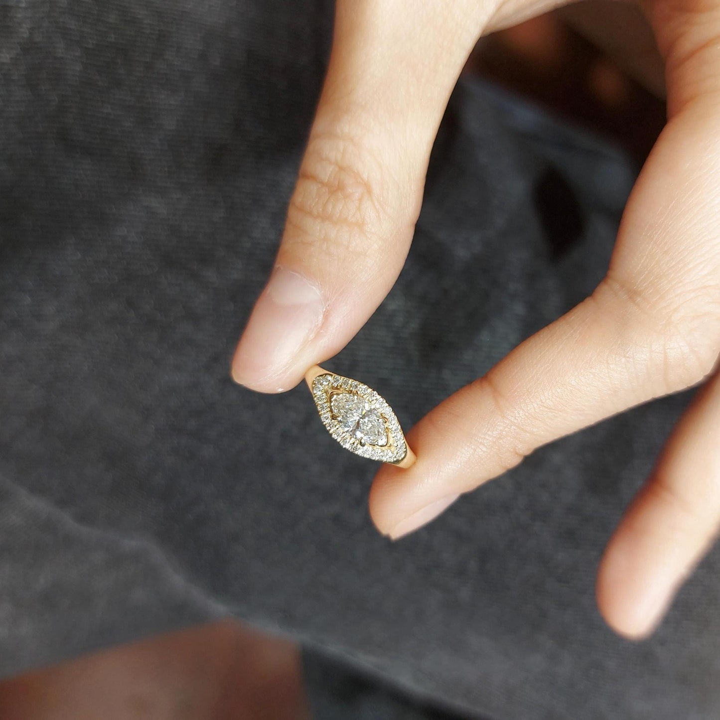0.5 Ct Marquise Diamond Band Marquise cut 1Ct Moissanite Brilliant Cut engagement ring in 935 Argentium Silver — custom handcrafted by Forever For Love