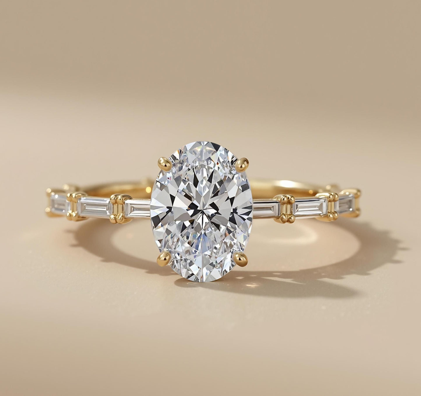 2.12 Ct IGI Certified Baguette Lab Diamond Solitaire Ring Baguette cut 1Ct Moissanite Brilliant Cut engagement ring in 935 Argentium Silver — custom handcrafted by Forever For Love